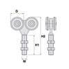 Charriot coulissant suspendu pour monorail - à roulement conique - 4R-D24-75Kg