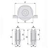 Roue gorge en V, galvanisées avec support à visser D98-H73-A30-B45-V92-700Kg