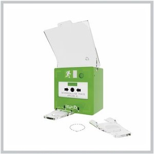 Declencheur manuel vert 1 contact, avec visiere, 2 clé