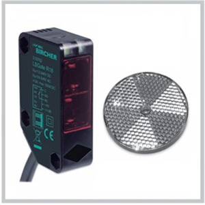 Barrière lumineuse à réflexion, miroir et support inclus